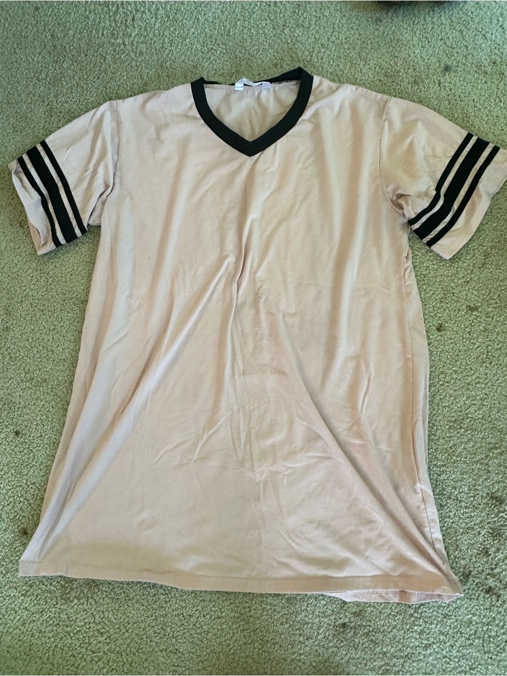 V-Neck Oversized Nightgown in Light Pink with Black Trim